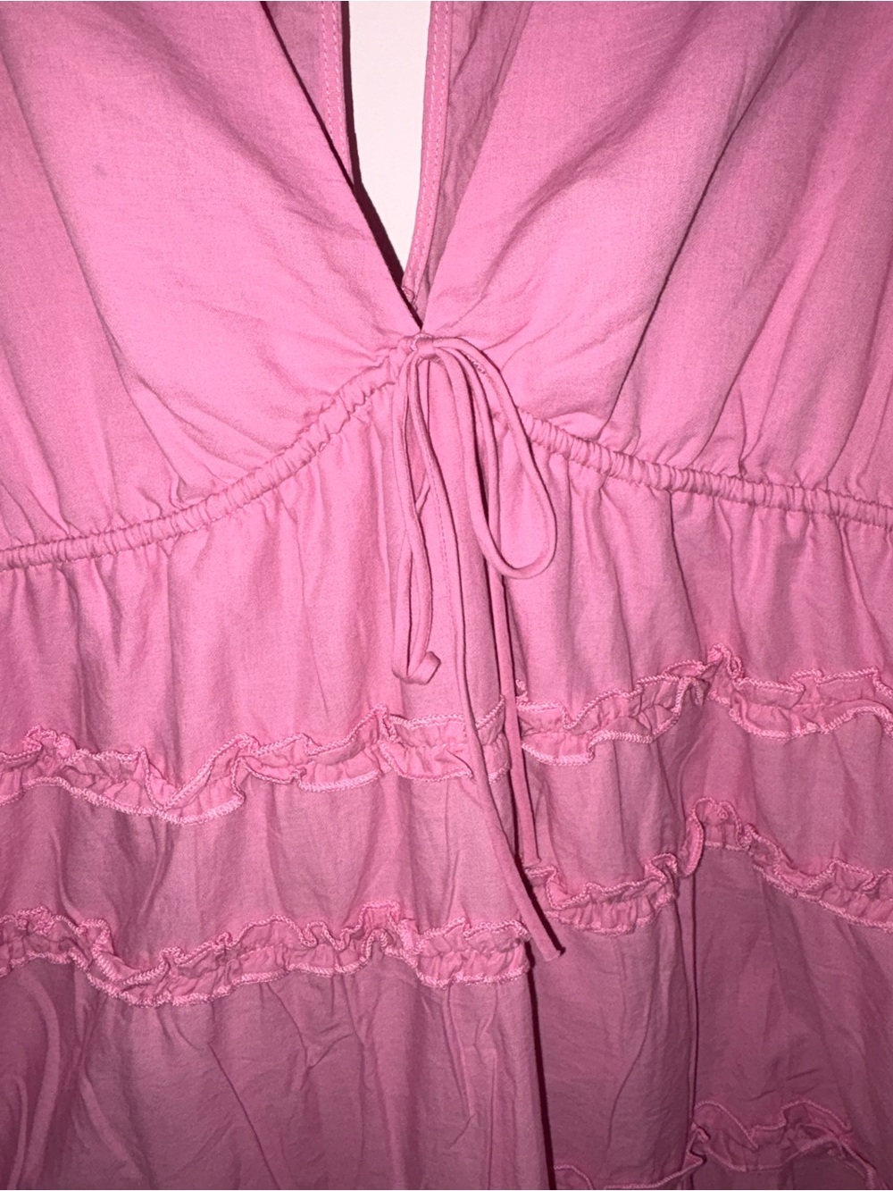 wild fable Pink Ruffle Tie-Front Midi Dress